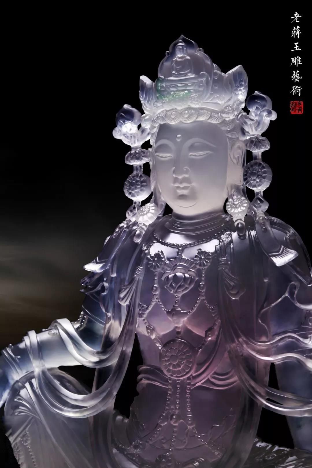 老蒋玉雕艺术《水月观音》诸法空相 不执于心 - 新时代玉雕大师网